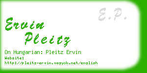 ervin pleitz business card